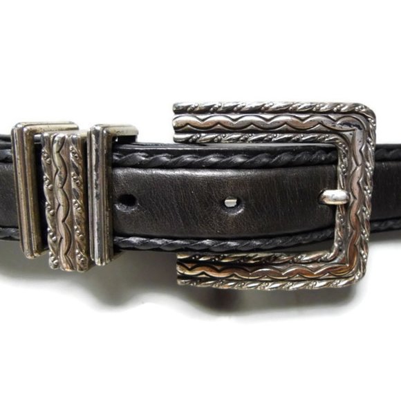 1996 black genuine leather skinny belt . medium main image 6